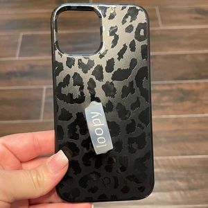 iPhone 12 Black Leopard Loopy Case